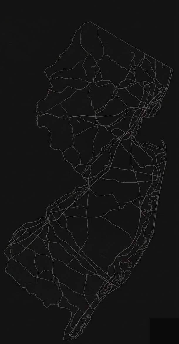 New Jersey with interstate highway network and county boundaries
